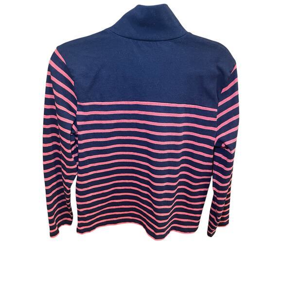 J.Crew Women Small Nautical Striped Button Shoulder Turtleneck Top Navy Pink - Picture 9 of 14